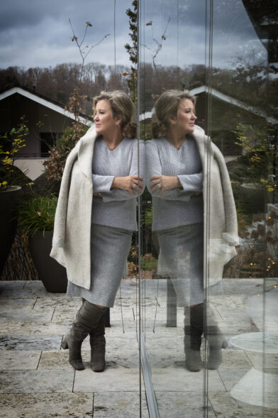 Mantel, Wolle mit Spitze, Deux-Pièces, Wolle-Tricot